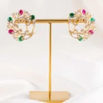 Ruby Green Gold Plated Diamond Earrings- EAR002877