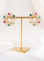 Ruby Green Gold Plated Diamond Earrings- EAR002877