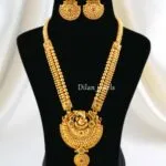 Ruby-Green Gold Plated Temple Necklace Set- NEC002960