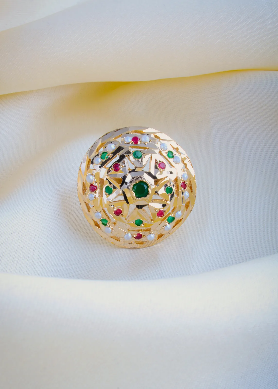 Ruby-Green-Jadau-Ring-Yellow-Gold-RING01008a Ruby Green Jadau Ring (Yellow Gold) RING01008 - Image 1