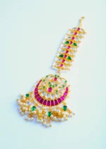 Ruby Green Kundan Chand Tika (Yellow Gold) ACC001000 - Image 2