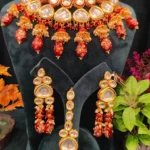 Ruby Kundan Jhumki Necklace Set- NEC12012303
