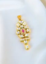 Ruby Kundan Polki Pendant Set (Yellow Gold) PSET01459 - Image 2