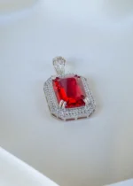 Ruby Locket Set (Silver) PSET01355 - Image 2