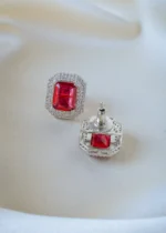 Ruby Locket Set (Silver) PSET01355 - Image 3