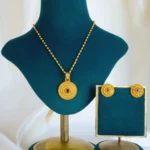 Ruby Locket Set With Chain (Antique Gold) NEC001436
