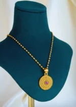 Ruby Locket Set With Chain (Antique Gold) NEC001436 - Image 2