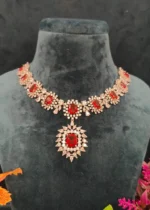 Ruby Marquise Diamond Necklace Set (White-Gold)- NEC30012316 - Image 2