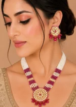 Ruby Noor Long Necklace Set (Yellow Gold) NEC002723 - Image 4