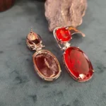 Ruby Oval Doublet Earrings (White-Gold) EAR000028