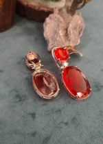 Ruby Oval Doublet Earrings (White-Gold) EAR000028