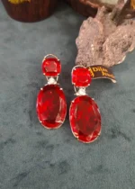 Ruby Oval Doublet Earrings (White-Gold) EAR000028 - Image 2