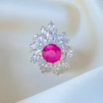 Ruby Pear Cocktail Ring (Silver) RING01403