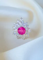 Ruby Pear Cocktail Ring (Silver) RING01403