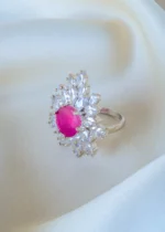 Ruby Pear Cocktail Ring (Silver) RING01403 - Image 3