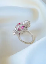 Ruby Pear Cocktail Ring (Silver) RING01403 - Image 4
