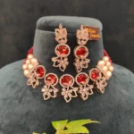Ruby Pearl Diamond Choker Set (White-Gold)- NEC15122215