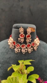 Ruby Pearl Diamond Choker Set (White-Gold)- NEC15122215
