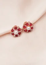 Ruby & Pearl Earrings (Rose Gold) EAR000686