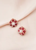 Ruby & Pearl Earrings (Rose Gold) EAR000686 - Image 2