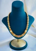 Ruby Pearl Matar Mala Necklace Set (Antique Gold) NEC000907 - Image 2