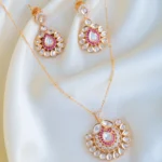 Ruby Polki Locket Chain Set (Yellow Gold) NEC001447