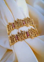 Ruby Ram Darbar Bangles (Antique Gold) BAN000987