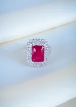 Ruby Red Cocktail Ring (Silver) RING01206