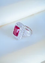 Ruby Red Cocktail Ring (Silver) RING01206 - Image 2