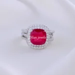 Ruby Red Halo Trio Set (Silver) RING02176