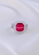 Ruby Red Halo Trio Set (Silver) RING02176