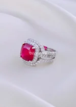 Ruby Red Halo Trio Set (Silver) RING02176 - Image 2