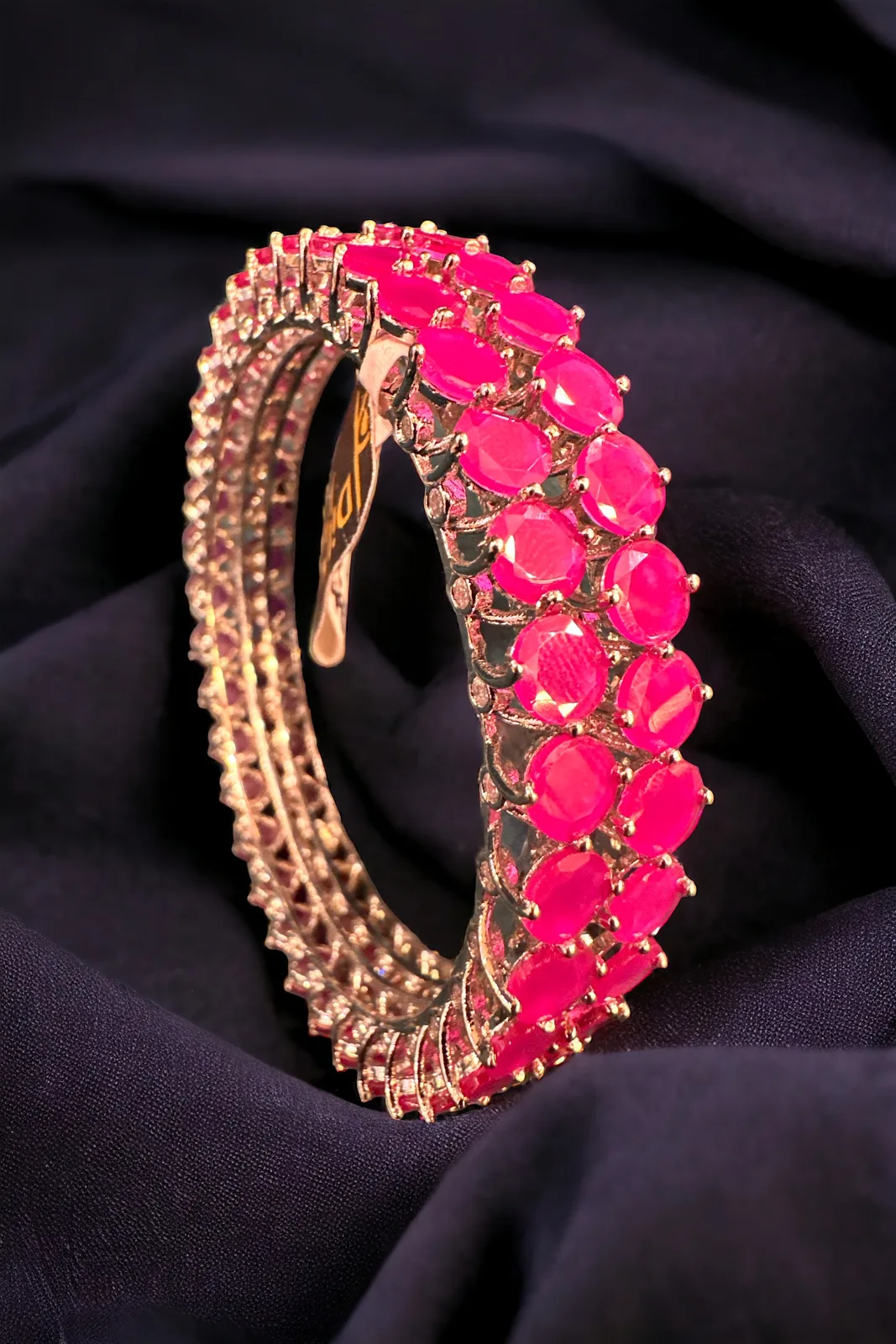 Ruby-Red-Single-Line-Bangle-White-Gold-BAN000381a Radiant Ruby Shine Bangles (Silver) BAN000381 - Image 1