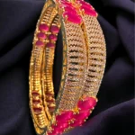 Ruby Glow Glam Bangles (Yellow-Gold) BAN000333