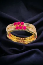 Ruby Glow Glam Bangles (Yellow-Gold) BAN000333 - Image 2