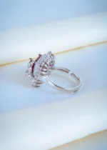 Ruby Red Square Cocktail Ring (Silver) RING01203 - Image 3