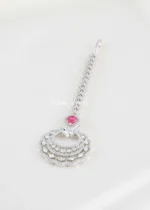 Ruby Silver Plated Diamond Maangtika- ACC002806 - Image 3