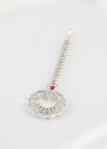 Ruby Silver Plated Diamond Maangtika- ACC002806 - Image 4