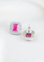 Ruby Silver Plated Diamond Pendant Set- PSET02742 - Image 3