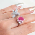 Ruby Silver Plated Diamond Ring- RING02827