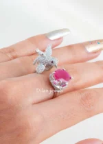 Ruby Silver Plated Diamond Ring- RING02827