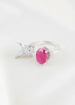 Ruby Silver Plated Diamond Ring- RING02827 - Image 2