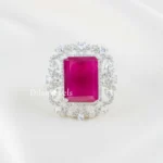 Ruby Silver Plated Diamond Ring- RING02830