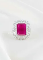 Ruby Silver Plated Diamond Ring- RING02830