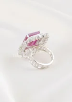 Ruby Silver Plated Diamond Ring- RING02830 - Image 3