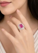 Ruby Silver Plated Diamond Ring- RING02830 - Image 4