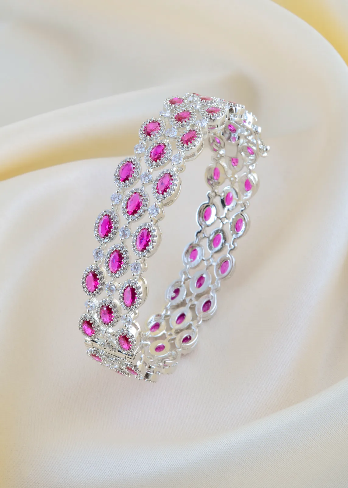 Ruby-Single-Openable-Bangle-Silver-BRA001497a Ruby Single Openable Bangle (Silver) BRA001497 - Image 1