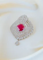 Ruby Statement Diamond Pendant Set (Silver) PSET01473 - Image 2