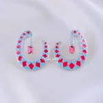 Ruby Turquoise Glam Hoops (Silver) EAR002227