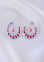 Ruby Turquoise Glam Hoops (Silver) EAR002227